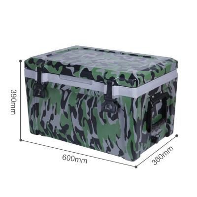 China Waterproof New Design 50L Plastic Cooler Box With Customized Color Arm Green Ice Cooler For Long Time Transportation for sale