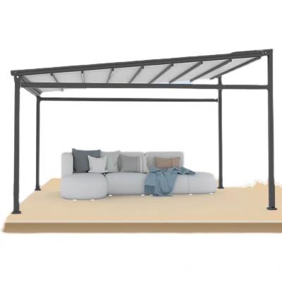 China Removable Cover Modern Design PVC Aluminium Retractable Sunshade Pergola with LED Lights for sale