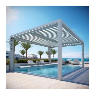 China Modern simplicity Aluminum Waterproof Louver Gazebo Outdoor Bioclimatic Awning Louvre System Roof Pergola for sale