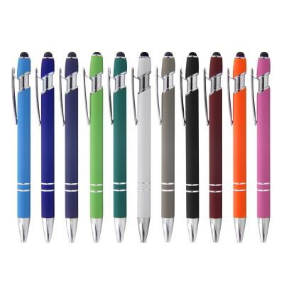 China Pen Stylus Pen Laser Engraving Pen Customer Logo Rubber Body Metal Promotional Ball Pen for sale