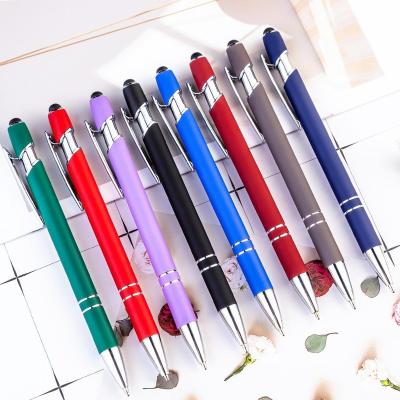 China Promotional Pen Custom Logo Aluminum Matte Rubber Soft Ballpoint Pen With Stylus Metal Premium Touch Pen for sale