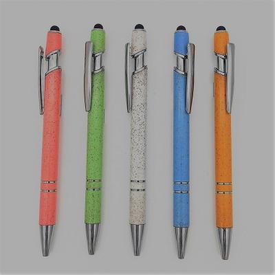 China Promotional Feature of Wheat Straw Ballpoint Pen With Stylus Pen Friendly Biodegradable Material Recycled for sale