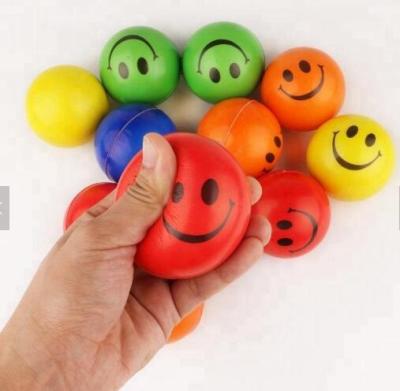 China PU Inflatable Toy Smiling Stress Release Ball Toxic Protected Promotional Toy for sale