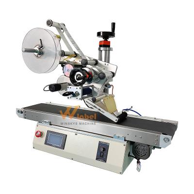 China WINSKYS Commodities Card Labeling Machine Semi Automatic Desktop T-shirt Flat Packing Box Bread for Plastic Box Surface for sale