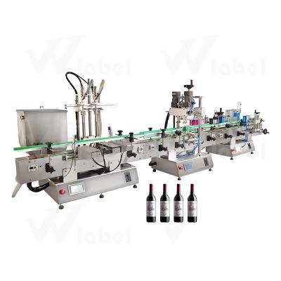 China Professional Automatic Small Water Food Beverage Jar Wine Filling Plastic Bottle Filling Labeling Machine Production Line for sale