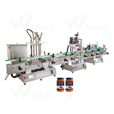 China Semi-automatic Food Filler Cans Easy Operate Bottle Motor Motor Sauce Filling Capping Labeling Machine for sale