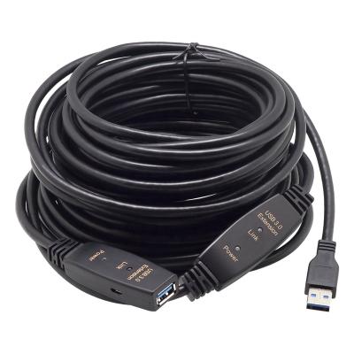 China XANUAN COMPUTER Factory 5ft 15ft 10m 15m 300ft USB 3.0 Extension Cable Black Active Extension Cable With Power for sale