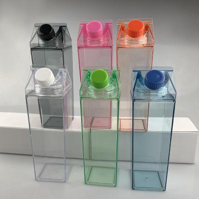 China 500ml Juice Square Plastic Clear Milk Carton Transparent Cute Viable Water Bottle In Bulk for sale