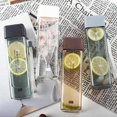 China New Sustainable Transparent Plastic Clear Square Shaped Travel Water Bottle With Lid for sale