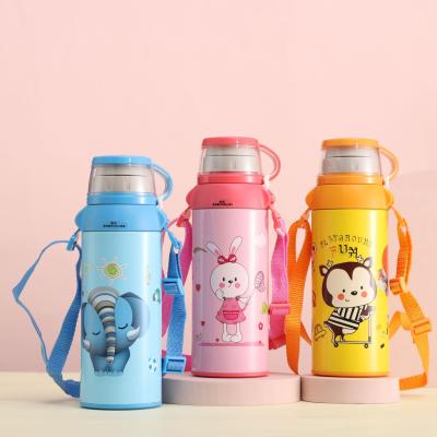 China New Product Kids Cartoon Mini Stainless Steel Reusable Insulated Sustainable Water Bottle With Strap for sale