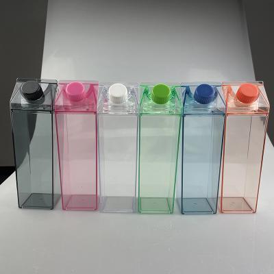 China Sustainable 500ml Square Milk Carton Plastic Clear Transparent Acrylic Water Bottles for sale