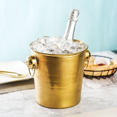 China New Beer Bar Rose Gold Iron Design Wine Viable Cooling Bulk Ice Bucket With Handle for sale