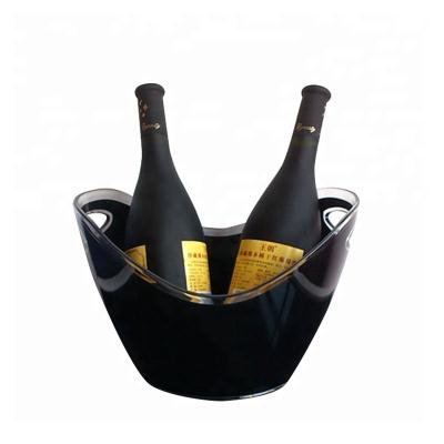 China Wholesale Modern Viable Champagne Drink Sustainable Desktop Black Wine Plastic Ice Bucket for sale