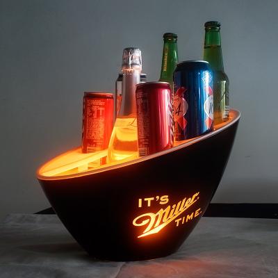 China Viable Customize Colors Acrylic Clear Champagne Led Light Ice Bucket Cooling Wine for sale