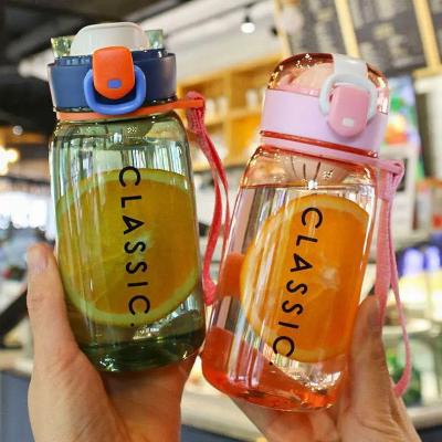 China Durable Cute Clear 400ml Small Travel Outdoor Plastic Water Bottle With Rope Handle for sale