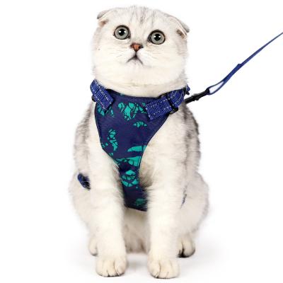 China Adjustable Breathable Multi Color Polyester Small Padded Harness And Leash For Cat for sale