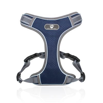 China Viable Luxury Oxford Cloth Fashion Tactical Dog Harness Blue Adjustable Vests for sale