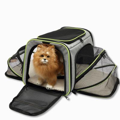 China Viable Travel Bike Basket Airline Approved Collapsible Expandable Dog Cat Bag Pet Carrier for sale