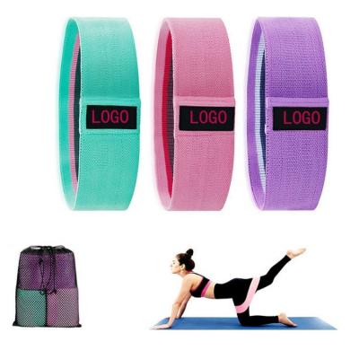 China New Design Cloth Logo New Design Yoga Non-Resistant Exercise Booty And Hip Band Fitness Loop 3 Loop Custom Slip Elastic Hip Cotton Resistance Bands Set for sale