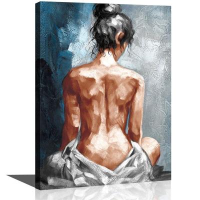 China Beautiful Feather Girl Design Artist Style Decorative Nude Paintings Canvas American Original Sexy Nude Wall Art For Hotel Wall Decor Project for sale