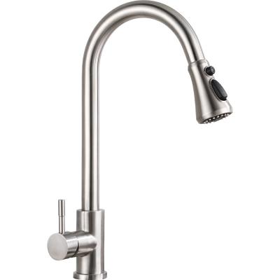 China Modern Modern Stainless Steel Pull Out 2 Way Brushed Sprayer Sink Kitchen Faucets for sale