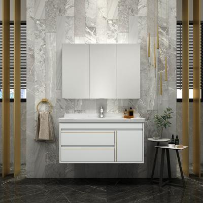 China Modern Modern Mirror Black With Basin Modern Cheap Wooden Bathroom Vanity Cabinet for sale