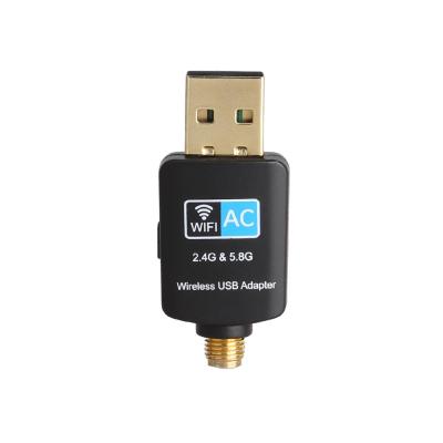 China LAPTOP USB Wifi Adapter 5.8GHz+2.4GHz High Speed ​​600Mbps Antenna PC 802.11ac Wireless Network Card for sale