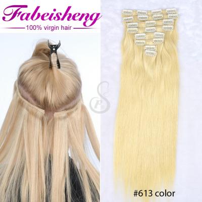 China Cheap 30 Inch Curly Wave High Back Brazilian Silky Straight Unprocessed Blonde Natural Remy Hair Clip In Hair Extensions for sale