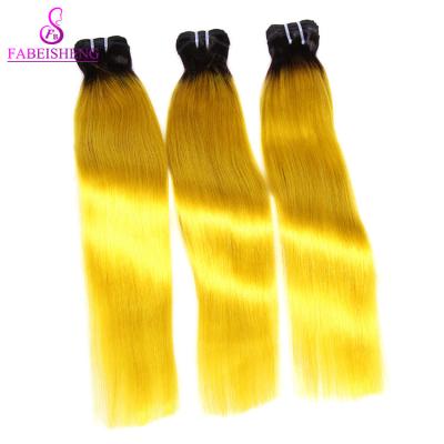 China 1B Straight Sunlight Yellow Straight Bundles With Closure Brazilian Human Hair Weaves Non Remy No Shedding Young Woman Hair for sale