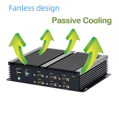 China Support 6* RS232 RS485 2*Gigabit MINI System 0.00dB Fanless PC Fanless PC PS/2 HD 4G SIM Industrial Grade Minipc Ethernet DDR4 M.2 SSD for sale