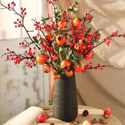 China Home Decoration Artificial Flower Pomegranate Fruit Plants Boho Home Decor for sale