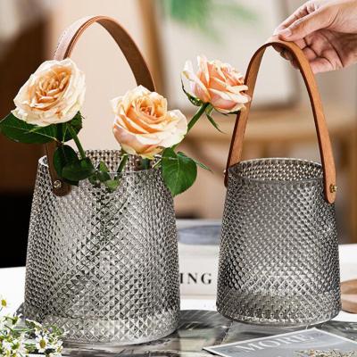 China Portable Plants Glass Hydroponic Home Container Vase Flower Vase Decor Home Flower Pot for sale