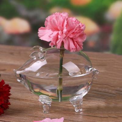 China Swine Crystal Vase Hydroponic Plant Container Home Decor Glass Vase Wedding Decoration for sale