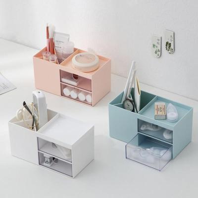 China Factory Sale Viable Storage Box Desktop Stationery Cosmetic Organizer Makeup Drawer Pen Holder for sale