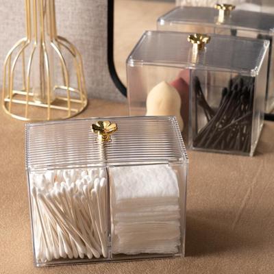 China High Quality Viable Cotton Pad Holder Makeup Organizer Storage Box With Lid Cotton Pad Box for sale