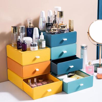 China Viable Stackable Cosmetic Storage Box Makeup Organizer Office Stationery Drawer Plastic Box for sale