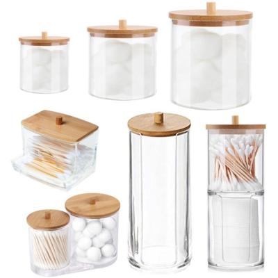 China Hot Selling Viable Plastic Box Makeup Bathroom Organizer Bathroom Jar Lid Storage Box Bamboo Holder From Amazon for sale