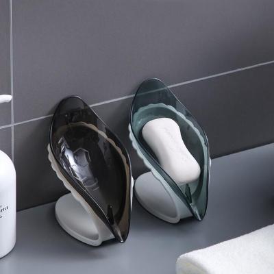 China Sustainable Drain Soap Dish Leaves Soap Holder Sucker Soap Box Bathroom Accessories for sale