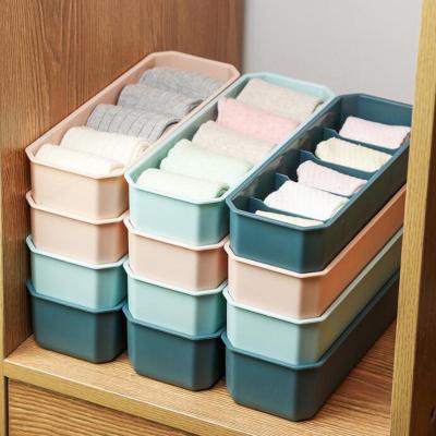 China Underwear Storage Box 5 Grid Bangs Storage Box Drawer Compartment Socks Plastic Organizer The Box Can Be Stacked Multifunctional for sale