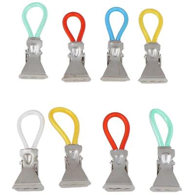 China 8Pcs Bathroom Clothespin Colorful Stainless Steel Clothespins Laundry Tea Towel Clips Hanging Loops Towel Clips Kitchen Bathroom Clips for sale