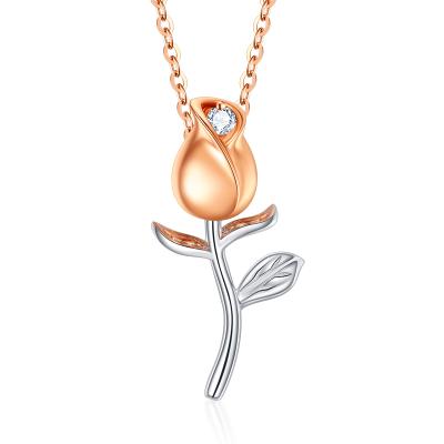 China Vintage Rose Valley Roseflower Necklace Hot Selling Jewelry Rose Gold Plated Two Tone Jewel Fashion Gift For Lover RSN036 for sale