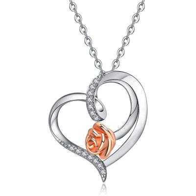 China Vintage Rose Valley Roseflower Necklace Hot Selling Jewelry Rose Gold Plated Two Tone Jewel Fashion Gift For Lover RSN032 for sale