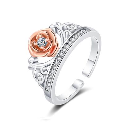 China Rose Valley Rose Flower Rings CLASSIC Amazon Resizable Wedding Party Ring Gift Diamond OEM Custom Jewelry RRR007 Hot Sale Women Jewelry for sale