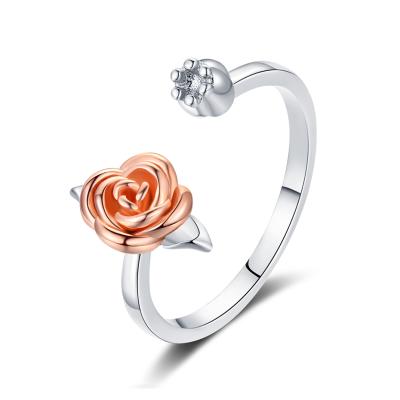 China Rose Valley Rose Flower Rings CLASSIC Amazon Resizable Wedding Party Ring Gift Diamond OEM Custom Jewelry RRR008 Hot Sale Women Jewelry for sale