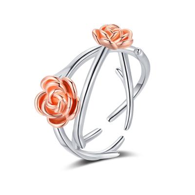 China Rose Valley Rose Flower Rings CLASSIC Amazon Resizable Wedding Party Ring Gift Diamond OEM Custom Jewelry RRR009 Hot Sale Women Jewelry for sale