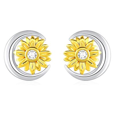 China Vintage Rose Valley Sun Flower Stud Earrings D.C.A. Zircon Designs Jewelry For Women Gold Gift Party Fashion Jewelry YE004 for sale