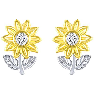 China Vintage Rose Valley Sun Flower Stud Earrings D.C.A. Zircon Designs Jewelry For Women Gold Gift Party Fashion Jewelry YE005 for sale