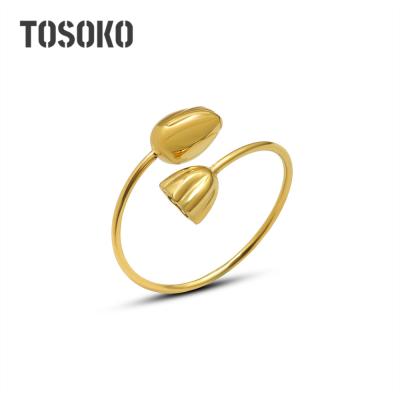 China Simple Ring BSA208 Stainless Steel Fashion Lotus Flower Ring Women TRENDY Jewelry for sale