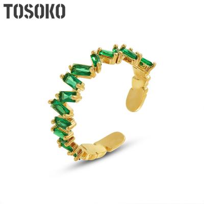 China FASHIONABLE Copper Jewelry Black Green Zircon Twisted Open Ring Women Fashion Ring BSA289 for sale