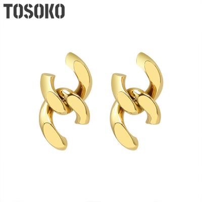 China TRENDY Stainless Steel Jewelry Chain Stitch Stud Earrings For Women Fashion New Year Earrings BSF393 for sale